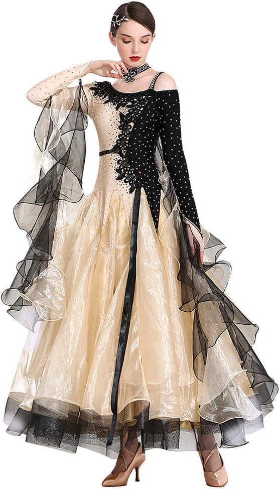 社交ダンスドレス ブラウン フリル付き 社交ダンス衣装】ブラウン